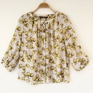 Boden Limited Edition Florence Yellow and Cream Dandelion Floral Top, Sz 10, EUC